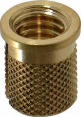 E-Z LOK - 5/16-18 UNC Brass Flanged Press Fit Threaded Insert for Plastic - 9/16" OAL, 0.389" Insert Diam, 0.357" Hole Diam, 3/8" Drill - Americas Industrial Supply