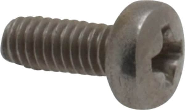 Value Collection - M2.5x0.45 Metric Coarse, 6mm Length Under Head Phillips Drive Machine Screw - Pan Head, Grade 18-8 & A2 Stainless Steel, Uncoated, Without Washer - Americas Industrial Supply