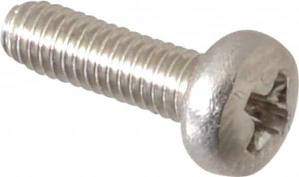 Value Collection - M2.5x0.45 Metric Coarse, 8mm Length Under Head Phillips Drive Machine Screw - Pan Head, Grade 18-8 & A2 Stainless Steel, Uncoated, Without Washer - Americas Industrial Supply