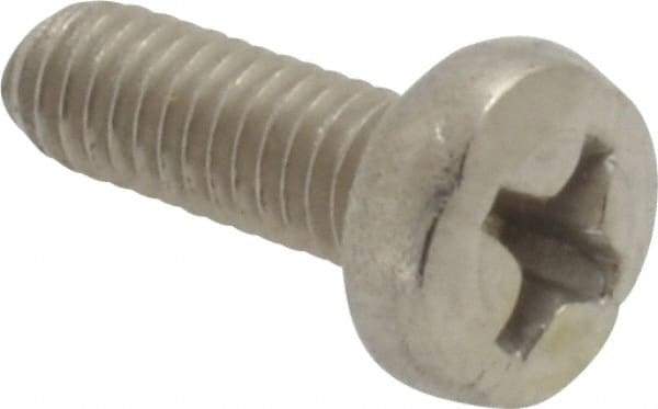 Value Collection - M3.5x0.60 Metric Coarse, 10mm Length Under Head Phillips Drive Machine Screw - Pan Head, Grade 18-8 & A2 Stainless Steel, Uncoated, Without Washer - Americas Industrial Supply