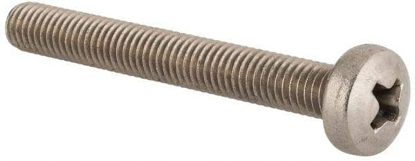 Value Collection - M5x0.80 Metric Coarse, 40mm Length Under Head Phillips Drive Machine Screw - Pan Head, Grade 18-8 & A2 Stainless Steel, Uncoated, Without Washer - Americas Industrial Supply
