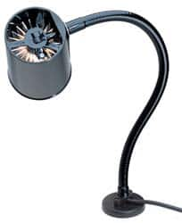 Made in USA - 18 Inch, Gooseneck, Magnetic Mounted, Incandescent, Black, General Purpose Task Light - 100 Watt, 120 Volt, Nonmagnifying - Americas Industrial Supply