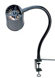 Made in USA - 24 Inch, Gooseneck, Clamp on, Incandescent, Black, General Purpose Task Light - 100 Watt, 120 Volt, Nonmagnifying - Americas Industrial Supply