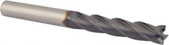 Niagara Cutter - 3/8", 2" LOC, 3/8" Shank Diam, 4" OAL, 4 Flute, Solid Carbide Square End Mill - Single End, TiAlN Finish, Spiral Flute, 30° Helix, Centercutting, Right Hand Cut, Right Hand Flute, Series C430 - Americas Industrial Supply