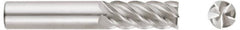 Niagara Cutter - 1/2", 3-1/8" LOC, 1/2" Shank Diam, 6" OAL, 5 Flute, Solid Carbide Square End Mill - Single End, TiAlN Finish, Spiral Flute, 45° Helix, Centercutting, Right Hand Cut, Right Hand Flute, Series S545 - Americas Industrial Supply