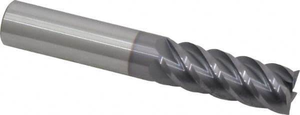 Niagara Cutter - 9/16", 1-1/2" LOC, 9/16" Shank Diam, 3-1/2" OAL, 5 Flute, Solid Carbide Square End Mill - Single End, TiAlN Finish, Spiral Flute, 45° Helix, Centercutting, Right Hand Cut, Series S545 - Americas Industrial Supply