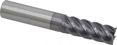 Niagara Cutter - 9/16", 1-1/2" LOC, 9/16" Shank Diam, 3-1/2" OAL, 5 Flute, Solid Carbide Square End Mill - Single End, TiAlN Finish, Spiral Flute, 45° Helix, Centercutting, Right Hand Cut, Series S545 - Americas Industrial Supply