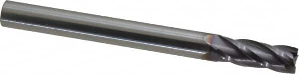 Niagara Cutter - 3/8", 1" LOC, 3/8" Shank Diam, 4" OAL, 4 Flute, Solid Carbide Square End Mill - Single End, TiAlN Finish, Spiral Flute, 30° Helix, Centercutting, Right Hand Cut, Right Hand Flute, Series C430 - Americas Industrial Supply