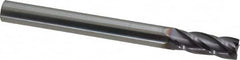 Niagara Cutter - 3/8", 1" LOC, 3/8" Shank Diam, 4" OAL, 4 Flute, Solid Carbide Square End Mill - Single End, TiAlN Finish, Spiral Flute, 30° Helix, Centercutting, Right Hand Cut, Right Hand Flute, Series C430 - Americas Industrial Supply