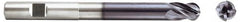 Niagara Cutter - 1/2" Diam, 5/8" LOC, 4 Flute Solid Carbide Ball End Mill - TiAlN Finish, Single End, 4" OAL, 1/2" Shank Diam, Spiral Flute - Americas Industrial Supply