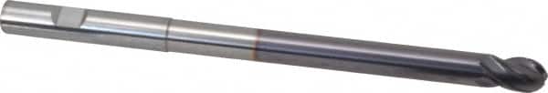 Niagara Cutter - 3/8" Diam, 1/2" LOC, 4 Flute Solid Carbide Ball End Mill - TiAlN Finish, Single End, 6" OAL, 3/8" Shank Diam, Spiral Flute - Americas Industrial Supply