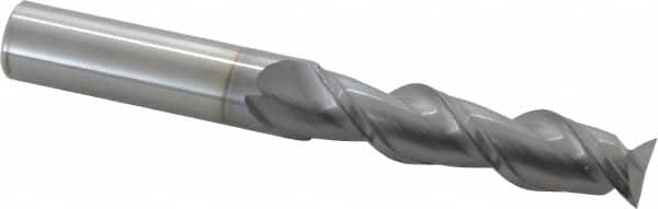 Niagara Cutter - 5/8", 2-1/2" LOC, 5/8" Shank Diam, 5" OAL, 2 Flute, Solid Carbide Square End Mill - Single End, TiCN Finish, Spiral Flute, 45° Helix, Centercutting, Right Hand Cut, Right Hand Flute, Series A245 - Americas Industrial Supply