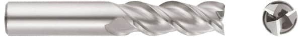 Niagara Cutter - 1", 2" LOC, 1" Shank Diam, 4" OAL, 3 Flute, Solid Carbide Square End Mill - Single End, TiCN Finish, Spiral Flute, 45° Helix, Centercutting, Right Hand Cut, Right Hand Flute, Series A345 - Americas Industrial Supply