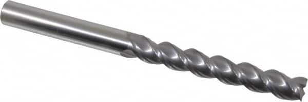 Niagara Cutter - 1/2", 3-1/8" LOC, 1/2" Shank Diam, 6" OAL, 3 Flute, Solid Carbide Square End Mill - Single End, TiCN Finish, Spiral Flute, 45° Helix, Centercutting, Right Hand Cut, Right Hand Flute, Series A345 - Americas Industrial Supply