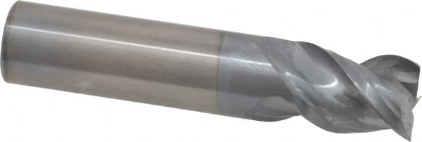 Niagara Cutter - 5/8", 3/4" LOC, 5/8" Shank Diam, 3" OAL, 3 Flute, Solid Carbide Square End Mill - Single End, TiCN Finish, Spiral Flute, 45° Helix, Centercutting, Right Hand Cut, Right Hand Flute, Series A345 - Americas Industrial Supply