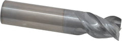 Niagara Cutter - 5/8", 3/4" LOC, 5/8" Shank Diam, 3" OAL, 3 Flute, Solid Carbide Square End Mill - Single End, TiCN Finish, Spiral Flute, 45° Helix, Centercutting, Right Hand Cut, Right Hand Flute, Series A345 - Americas Industrial Supply