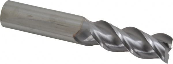 Niagara Cutter - 1", 2-5/8" LOC, 1" Shank Diam, 6" OAL, 3 Flute, Solid Carbide Square End Mill - Single End, TiCN Finish, Spiral Flute, 45° Helix, Centercutting, Right Hand Cut, Right Hand Flute, Series A345 - Americas Industrial Supply