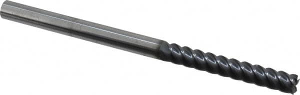 Niagara Cutter - 3/8", 2-1/2" LOC, 3/8" Shank Diam, 6" OAL, 5 Flute, Solid Carbide Square End Mill - Single End, TiAlN Finish, Spiral Flute, 45° Helix, Centercutting, Right Hand Cut, Right Hand Flute, Series S545 - Americas Industrial Supply