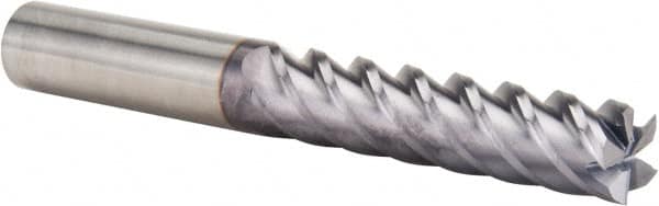 Niagara Cutter - 3/4", 3-1/4" LOC, 3/4" Shank Diam, 6" OAL, 5 Flute, Solid Carbide Square End Mill - Single End, TiAlN Finish, Spiral Flute, 45° Helix, Centercutting, Right Hand Cut, Right Hand Flute, Series S545 - Americas Industrial Supply