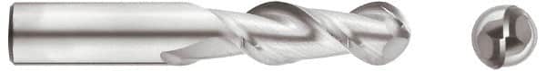 Niagara Cutter - 3/4" Diam, 1-5/8" LOC, 2 Flute Solid Carbide Ball End Mill - Uncoated, Single End, 4" OAL, 3/4" Shank Diam, Spiral Flute - Americas Industrial Supply