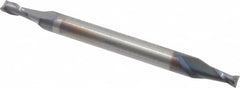 Niagara Cutter - 5/64", 1/8" LOC, 1/8" Shank Diam, 1-1/2" OAL, 2 Flute, Solid Carbide Square End Mill - Double End, TiAlN Finish, Spiral Flute, 30° Helix, Centercutting, Right Hand Cut, Right Hand Flute, Series CSD230 - Americas Industrial Supply
