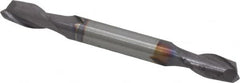 Niagara Cutter - 1/4", 1/2" LOC, 1/4" Shank Diam, 2-1/2" OAL, 2 Flute, Solid Carbide Square End Mill - Double End, TiAlN Finish, Spiral Flute, 30° Helix, Centercutting, Right Hand Cut, Right Hand Flute, Series CSD230 - Americas Industrial Supply