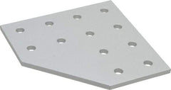 80/20 Inc. - 4" Wide, 4" High, Open Shelving 12 Hole 90° Angled Joining Plate - Aluminum, Use with Series 10 & Bolt Kit 3321 - Americas Industrial Supply