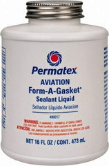 Permatex - 16 oz Aviation Gasket Sealant - -65 to 400°F, Dark Brown, Comes in Brush Top Can - Americas Industrial Supply