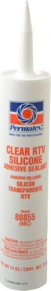 Permatex - 11 oz Cartridge Clear RTV Silicone Joint Sealant - -75 to 400°F Operating Temp, 24 hr Full Cure Time - Americas Industrial Supply