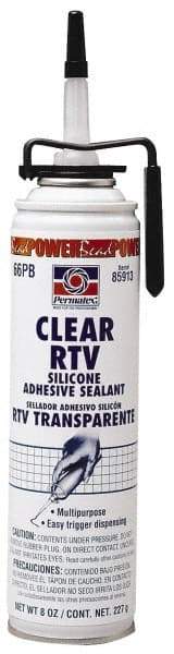 Permatex - 7.25 oz Can Clear RTV Silicone Joint Sealant - -75 to 400°F Operating Temp, 24 hr Full Cure Time - Americas Industrial Supply