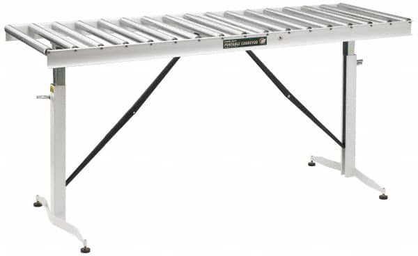 HTC - 66 Inch Long x 43-1/2 Inch High Portable Folding Conveyor - 500 Lbs. Limit, with 17 and 24 Inch Wide Rollers - Americas Industrial Supply