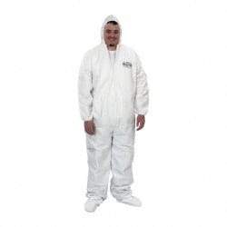 KleenGuard - Size XL Film Laminate Chemical Resistant Coveralls - White, Zipper Closure, Open Cuffs, Open Ankles - Americas Industrial Supply