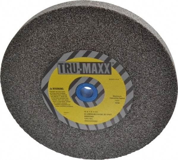 Tru-Maxx - 36 Grit Aluminum Oxide Bench & Pedestal Grinding Wheel - 10" Diam x 1-1/4" Hole x 1" Thick, 3250 Max RPM, P Hardness, Very Coarse Grade , Vitrified Bond - Americas Industrial Supply