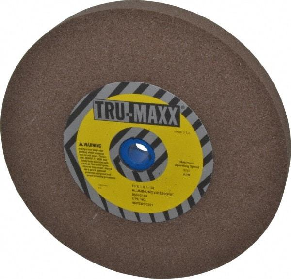 Tru-Maxx - 80 Grit Aluminum Oxide Bench & Pedestal Grinding Wheel - 10" Diam x 1-1/4" Hole x 1" Thick, 3250 Max RPM, P Hardness, Medium Grade , Vitrified Bond - Americas Industrial Supply