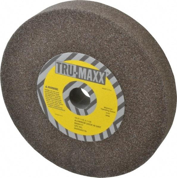 Tru-Maxx - 46 Grit Aluminum Oxide Bench & Pedestal Grinding Wheel - 10" Diam x 1-1/4" Hole x 1-1/2" Thick, 3250 Max RPM, P Hardness, Coarse Grade , Vitrified Bond - Americas Industrial Supply