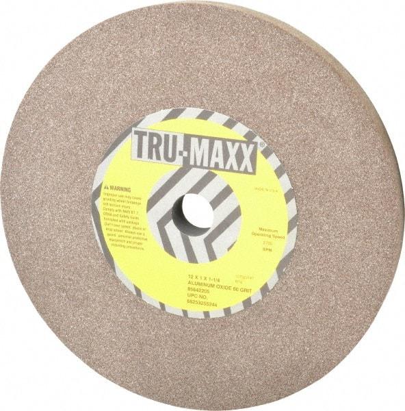 Tru-Maxx - 60 Grit Aluminum Oxide Bench & Pedestal Grinding Wheel - 12" Diam x 1-1/4" Hole x 1" Thick, 2705 Max RPM, P Hardness, Medium Grade , Vitrified Bond - Americas Industrial Supply