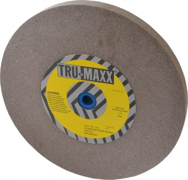 Tru-Maxx - 80 Grit Aluminum Oxide Bench & Pedestal Grinding Wheel - 12" Diam x 1-1/4" Hole x 1" Thick, 2705 Max RPM, P Hardness, Medium Grade , Vitrified Bond - Americas Industrial Supply