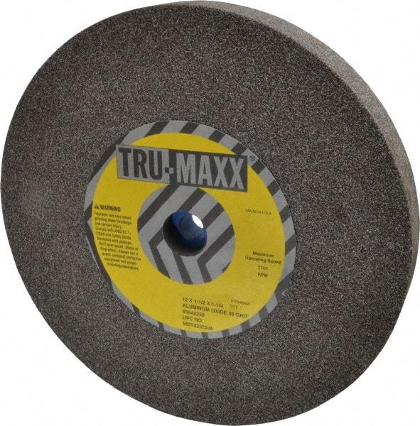 Tru-Maxx - 46 Grit Aluminum Oxide Bench & Pedestal Grinding Wheel - 12" Diam x 1-1/4" Hole x 1-1/2" Thick, 2705 Max RPM, P Hardness, Coarse Grade , Vitrified Bond - Americas Industrial Supply