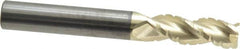 Accupro - 1/2" Diam, 1-1/2" LOC, 3 Flute Solid Carbide Roughing & Finishing Square End Mill - ZrN Finish, 4" OAL, 1/2" Shank Diam, Straight Shank, 37° Helix, Centercutting - Americas Industrial Supply