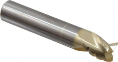 Accupro - 5/8" Diam, 3/4" LOC, 3 Flute Solid Carbide Roughing & Finishing Square End Mill - ZrN Finish, 3-1/2" OAL, 5/8" Shank Diam, Straight Shank, 37° Helix, Centercutting, Stub Length - Americas Industrial Supply