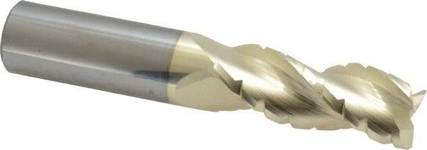 Accupro - 5/8" Diam, 1-5/8" LOC, 3 Flute Solid Carbide Roughing & Finishing Square End Mill - ZrN Finish, 3-1/2" OAL, 5/8" Shank Diam, Straight Shank, 37° Helix, Centercutting - Americas Industrial Supply