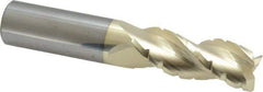 Accupro - 5/8" Diam, 1-5/8" LOC, 3 Flute Solid Carbide Roughing & Finishing Square End Mill - ZrN Finish, 3-1/2" OAL, 5/8" Shank Diam, Straight Shank, 37° Helix, Centercutting - Americas Industrial Supply