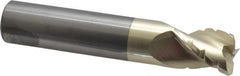 Accupro - 3/4" Diam, 1" LOC, 3 Flute Solid Carbide Roughing & Finishing Square End Mill - ZrN Finish, 4" OAL, 3/4" Shank Diam, Straight Shank, 37° Helix, Centercutting, Stub Length - Americas Industrial Supply
