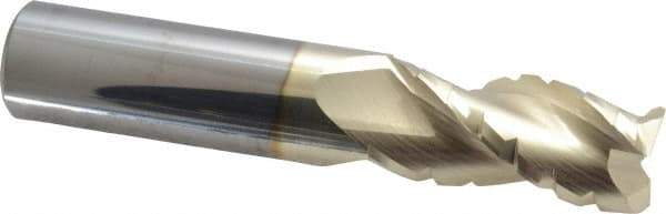 Accupro - 3/4" Diam, 1-5/8" LOC, 3 Flute Solid Carbide Roughing & Finishing Square End Mill - ZrN Finish, 4" OAL, 3/4" Shank Diam, Straight Shank, 37° Helix, Centercutting - Americas Industrial Supply