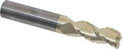 Accupro - 3/4" Diam, 2" LOC, 3 Flute Solid Carbide Roughing & Finishing Square End Mill - ZrN Finish, 5" OAL, 3/4" Shank Diam, Straight Shank, 37° Helix, Centercutting - Americas Industrial Supply