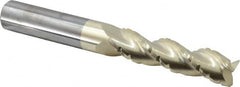 Accupro - 3/4" Diam, 3" LOC, 3 Flute Solid Carbide Roughing & Finishing Square End Mill - ZrN Finish, 6" OAL, 3/4" Shank Diam, Straight Shank, 37° Helix, Centercutting, Extra Long Length - Americas Industrial Supply