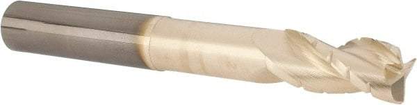 Accupro - 3/4" Diam, 1-5/8" LOC, 3 Flute Solid Carbide Roughing & Finishing Square End Mill - ZrN Finish, 6" OAL, 3/4" Shank Diam, Straight Shank, 37° Helix, Centercutting - Americas Industrial Supply