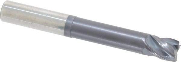 Accupro - 1/2", 4 Flute, Single End, Solid Carbide, Corner Chamfer End Mill - 4" OAL, Right Hand Flute, 5/8" LOC, Right Hand Cut, 2-3/8" Extended Reach - Americas Industrial Supply