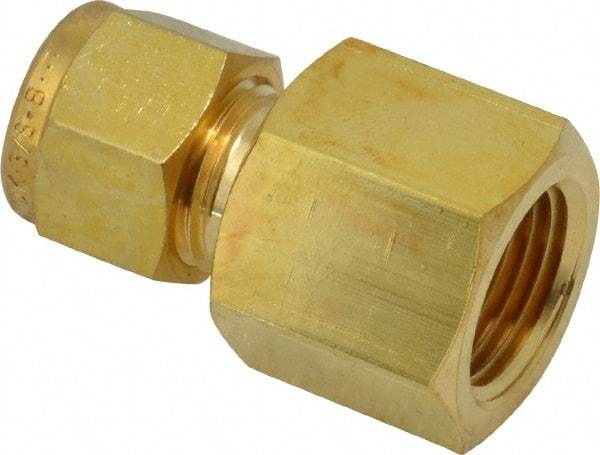 Ham-Let - 3/8" OD, Brass Female Connector - Comp x FNPT Ends - Americas Industrial Supply
