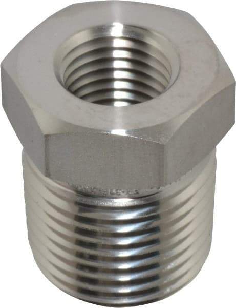 Ham-Let - 1/2 x 1/4" Grade 316 Stainless Steel Pipe Hex Bushing - MNPT x FNPT End Connections, 6,200 psi - Americas Industrial Supply
